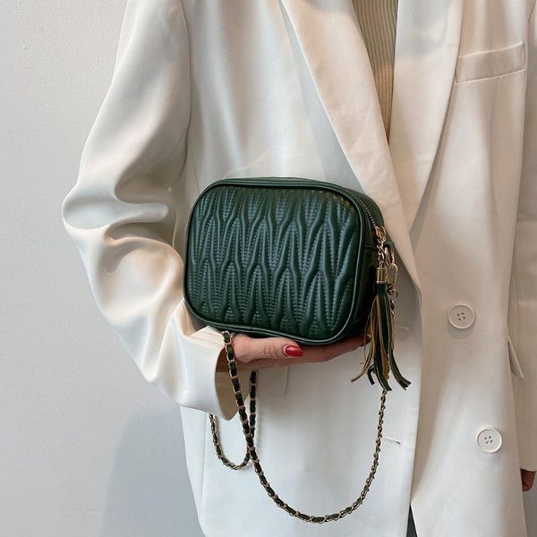 

evening bags fashion women embriodery pattern pu leather tassel crossbody shoulder messenger bag casual ladies solid color chain mini handba