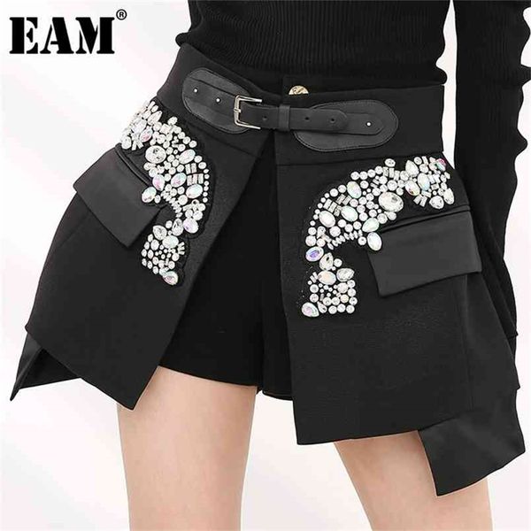 

[eam] high waist s irregular temperament mini half-body skirt women fashion spring autumn jy75801 210619, Black