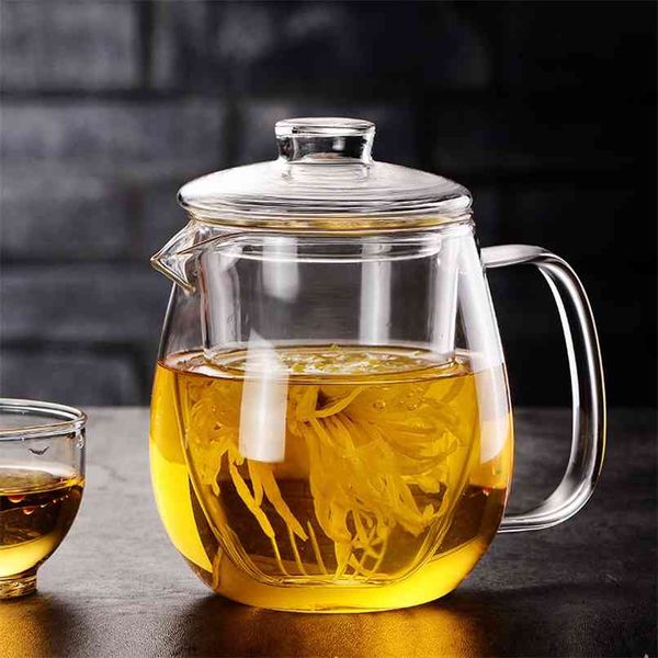 Glas Tee Infuser Topf Hitzebeständig Chinesische Kung Fu Set Puer Wasserkocher Kaffeemaschine Büro Topf 500 ml 210621