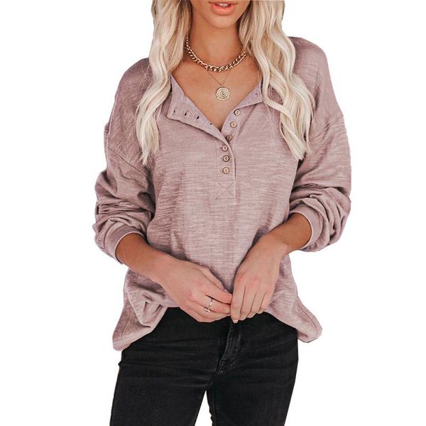

women's hoodies & sweatshirts women fall winter 2021 solid color buttoned casual long-sleeved lapel commuter loose fashion clothes m287, Black
