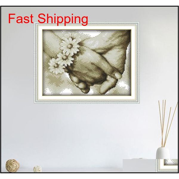 

hand in hand(3) patterns home decoration chinese cross stitch kits diy counted 14ct 11ct dmc cross-stitch kit embro qylvef bdetoys
