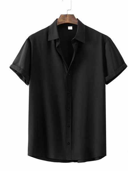 

men single breasted satin shirt r2oo#, White;black