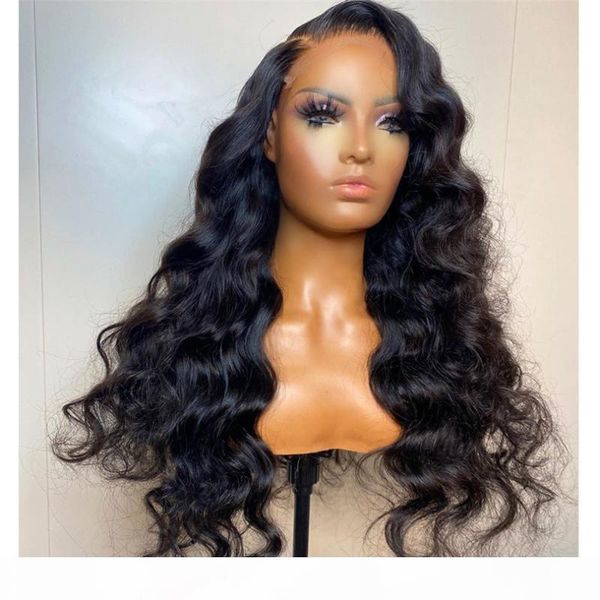 

body wave human hair lace wigs with natural hairline 5*5 pu silk base wig with baby hair bleached knots side part wig for women, Black;brown