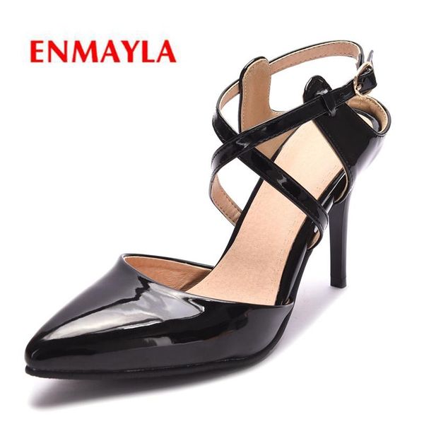 

dress shoes enmayla 2021 arrival women super high fashion pumps patent leather pointed toe party size 34-45 ly2003, Black