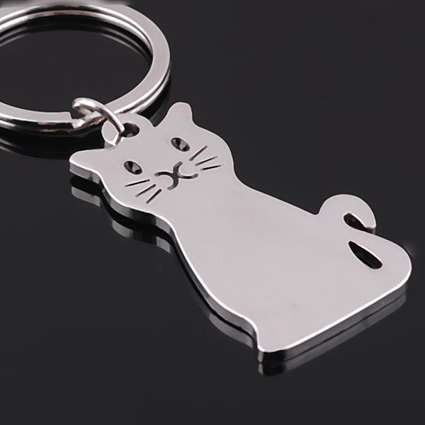 

keychains cat keychain cute key ring for women kitten lucky chain holder mens car portachiavi chaveiro llaveros bag charm s056, Silver