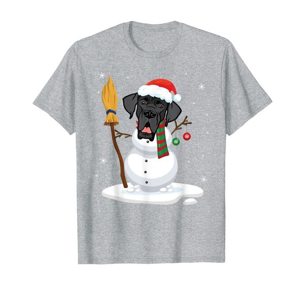 

greatdane snowman with noel costume dancing sweeping on snow t-shirt, White;black