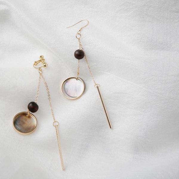 

clip-on & screw back natural shell clip on earrings for women without piercing earings 2021, statement long fashion jewelry earcuff gift, Silver