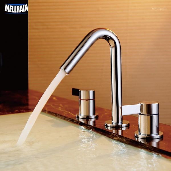 

bathroom sink faucets double handles faucet brass deck mounted quality polished chrome round & cold water mixer luxury tap ware1
