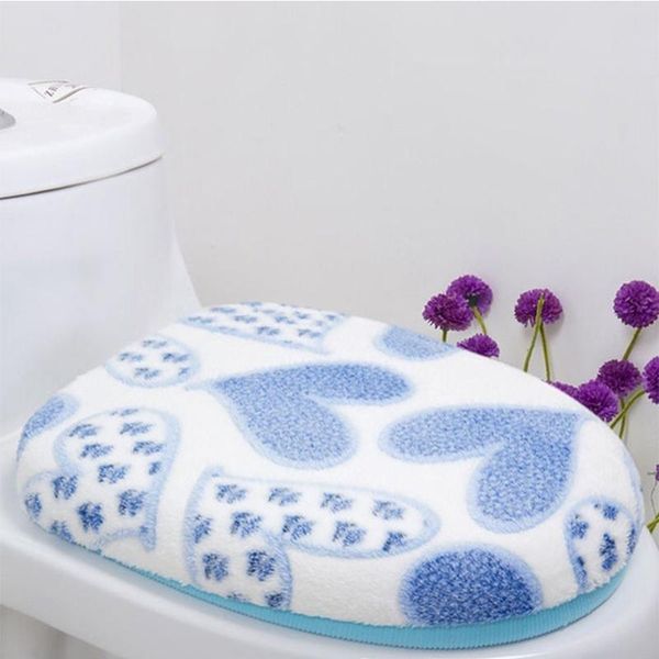 

toilet seat covers 2pcs coral fleece thicken soft protect cute warm accessories with o ring portable home decoration cover set
