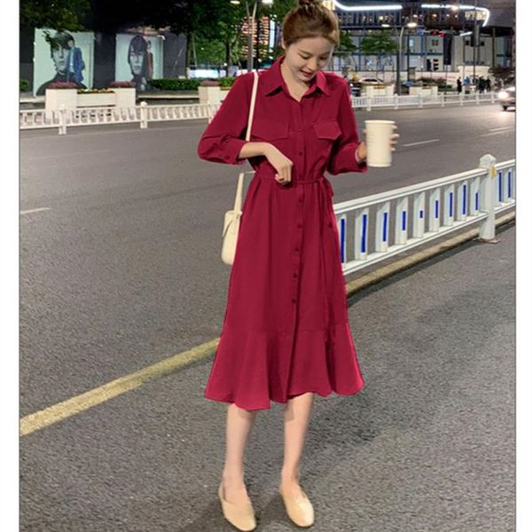

2021 new escritrio senhoras nova camisa longa primavera de vero casuais botes soltos vestidos robe femme vestido eq1i, Black;gray