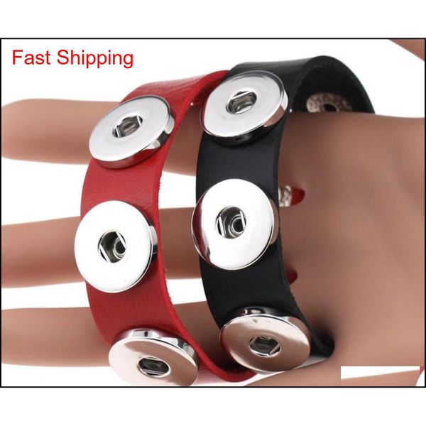 

new snap button bracelet&bangles 14 color pu leather bracelets for women 18mm s jlleam dh_garden, Golden;silver