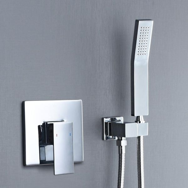 

bathroom shower sets square solid brass hand held head with wall connector and hose set concealed chrome polished faucet