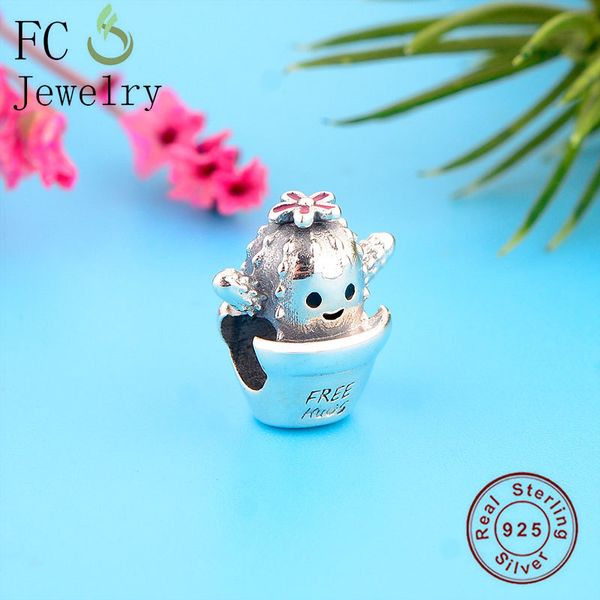 FC Jewelry Fit Original BrandCharm Bracciale 925 Silver Cactus Free Hug Prickly Pear Bead Making Women Spring Berloque 2020 Q0531