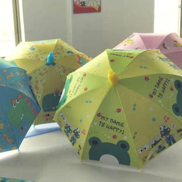 

umbrellas creative long handle children's automatic umbrella for boys cute cartoon girl kids parasol kindergarten sun