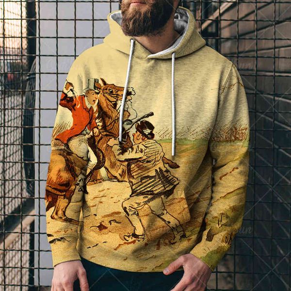 

men's loose 3d digital printed hooded sweaters uocx, Black