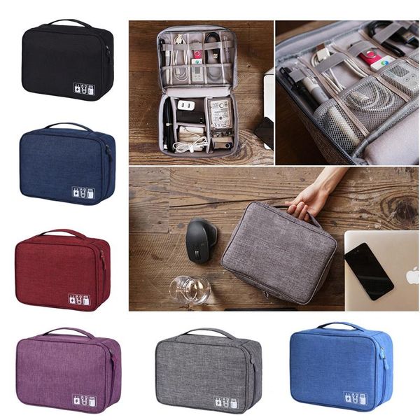 

portable travel cable bag digital usb gadget organizer charger wires cosmetic zipper storage pouch bag case accessories