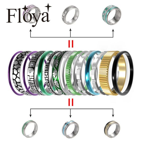 

cluster rings floya stackable band ring set interchangeable steel womenarctic symphony collection luxury package anillos mujer, Golden;silver