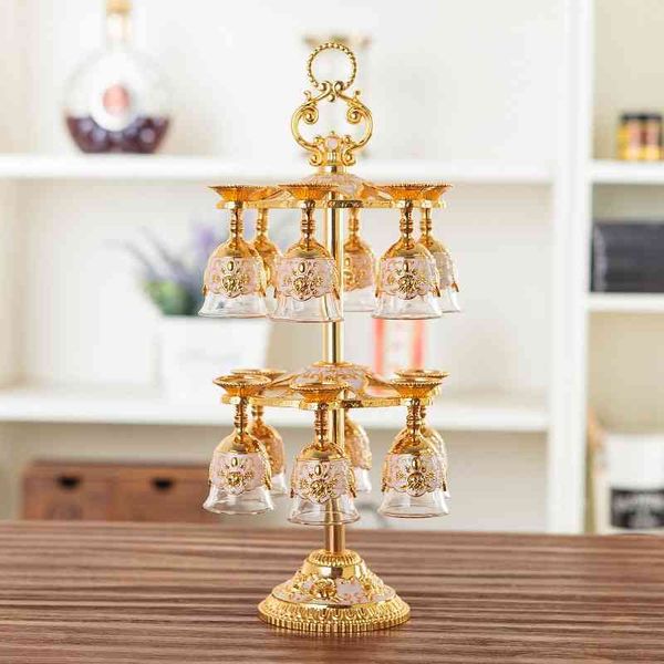 

european creative red hanging rack metal process home wine cabinet decoration cup storage