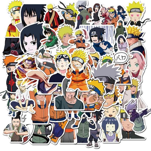 

50 stks/pak cartoon naruto anime stickers waterproof skateboard motorcycle guitar baggage lapbike sticker kids toys, Silver