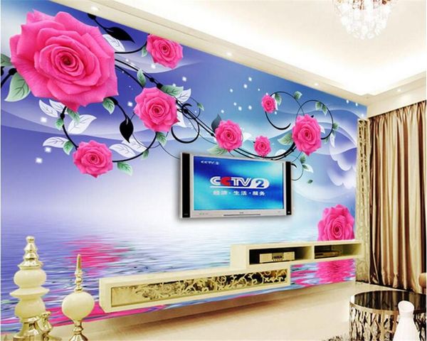 

wallpapers wellyu custom high fashion aesthetic wallpaper atmospheric rose reflection television background wall papel de parede behang3d