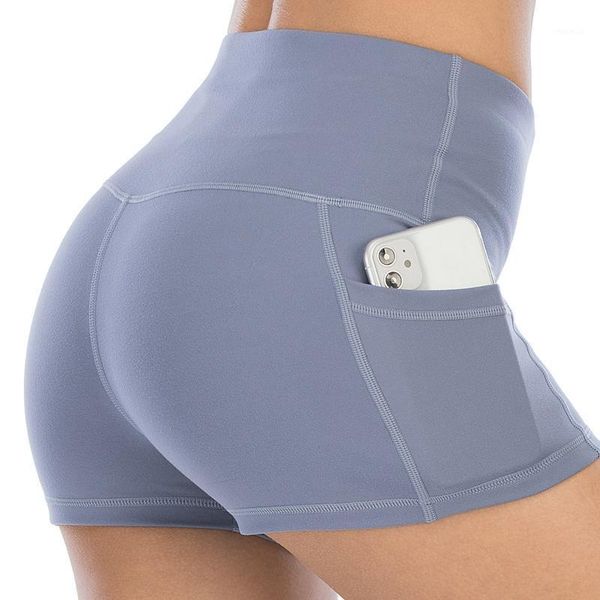 

women's shorts normov seamless high waist pockets push up breathable workout women sport elastic solid color yoga legging, White;black