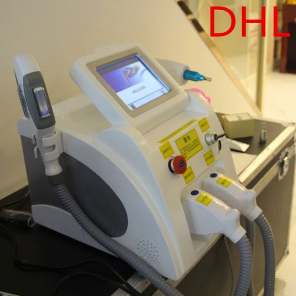 

new portable 2 in 1 ipl opt shr laser hair removal q-switch nd-yag laser tattoo removal machine with 2 handles