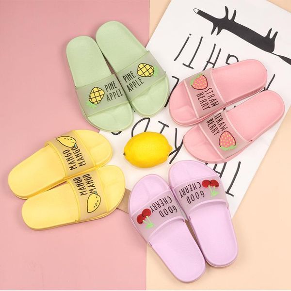 

summer slippers shoes women cute fruit jelly color transparent open toe flip flops clear outdoor beach slides sandals h91, Black