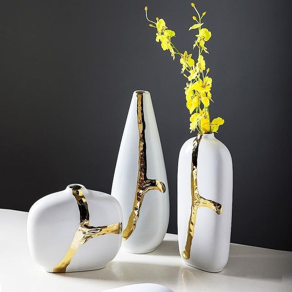 

vases nordic decoration home gold living room porch flower vase decore ceramic