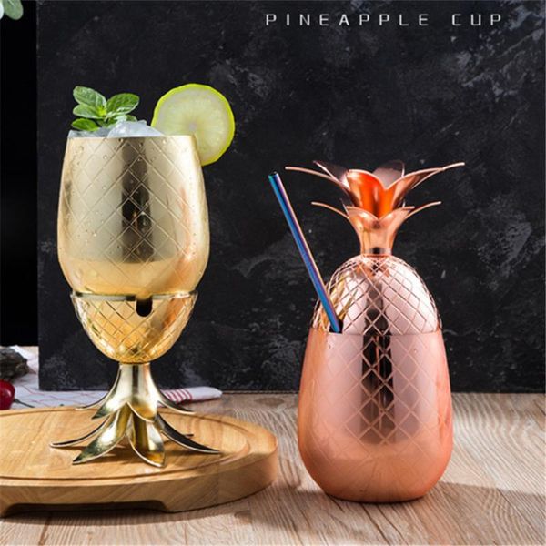 

mugs 304 stainless steel pineapple glass cocktail wine set creative style special metal