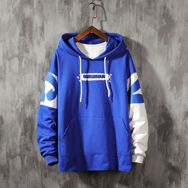 

2021 men's hooded autumn new fashion handsomesweatshirt male patchwork hip hop casual long-sleeved hoodie a4rb, Black