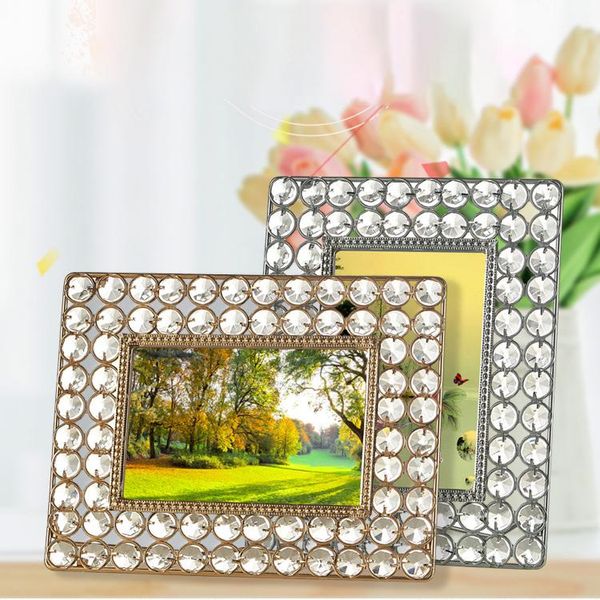 

frames nordic light luxury crystal po frame 6inch table metal iron decoration