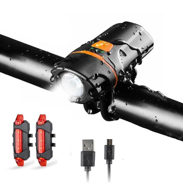 

bicycle headlight usb rechargeable strong light waterproof led light mtb smart psensitive warning camper accessories