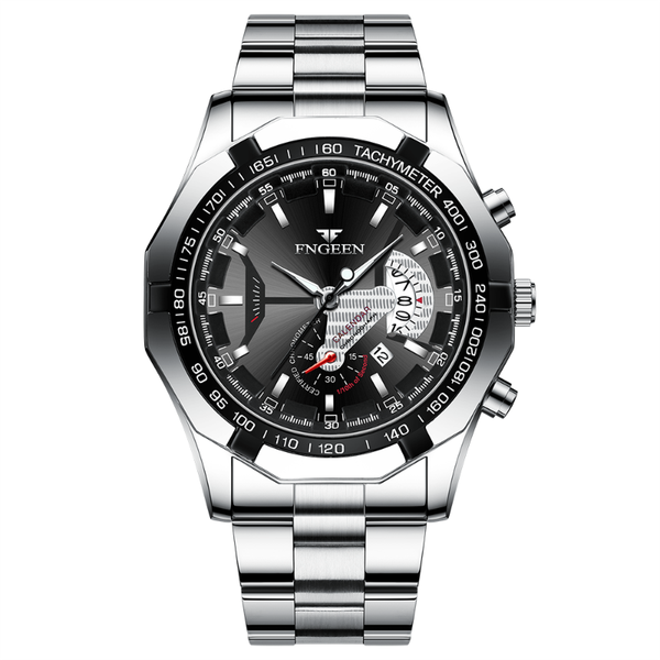 

wristwatches fngeen business watch est style full stainless steel belt quartz wristwatch waterproof calendar clock erkek kol saati, Slivery;brown