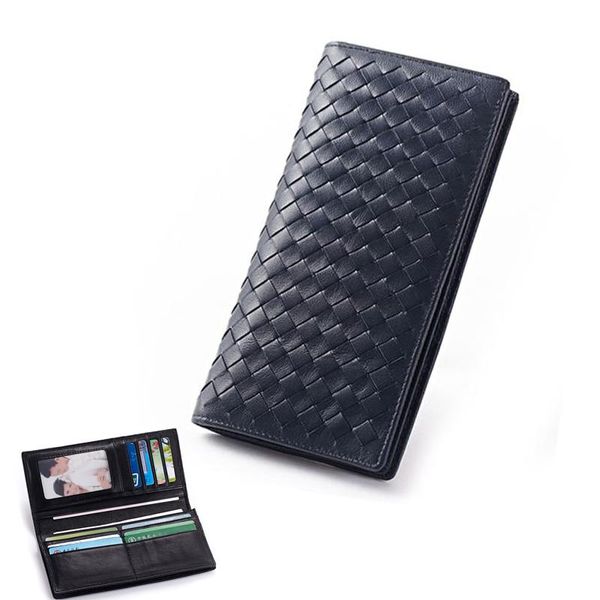 

wallets men's wallet fashion genuine leather luxurious handmade knitting men 2021 est 3 sizes series bi-fold folio purses, Red;black