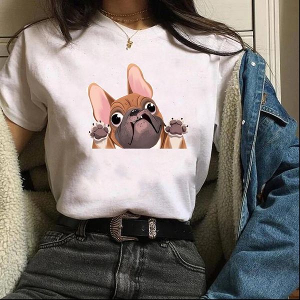 

women print graphic dog cartoon pet animal fashion cute casual printing clothes lady t shirt female womens t shirt, White