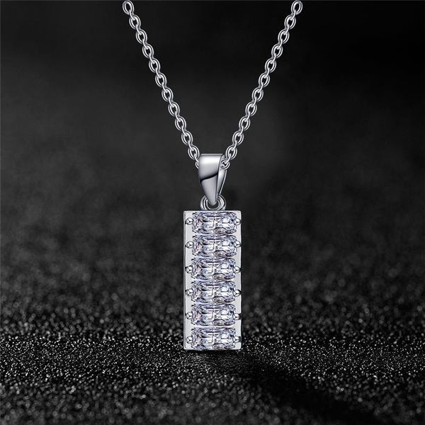 

pendant necklaces brand double row zirconia inlay for women girls silver plated rectangle charm necklace birthday gifts choker