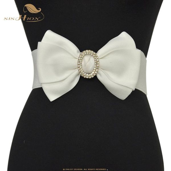 

belts sishion elastic belt dress accessories sp0241 women's white red black wide waist rhinestone inlay large bow, Black;brown
