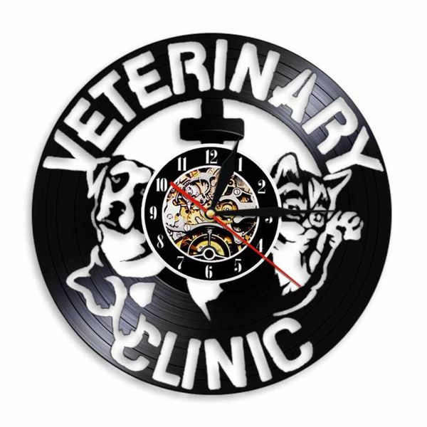 

wall clocks animals care dog and cat record clock veterinary clinic veterinarian sign pet health carved music