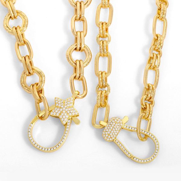 

3pcs cz lock hook imperial crown lobster clasps charms connector necklace punk chunky stainless steel chain jewelry nt55, Silver