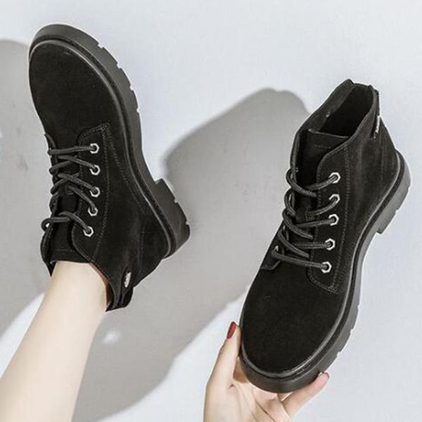 

boots women's england wind retro short women wild 2021 autumn and winter female motorcycle boot zapatillas mujer ll595, Black
