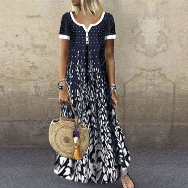 

women dress short sleeve boho v-neck casual loose print straight dress 2021 kaftan summer dress ladies long plus size 5xl#j30 e4hz, Tan;black