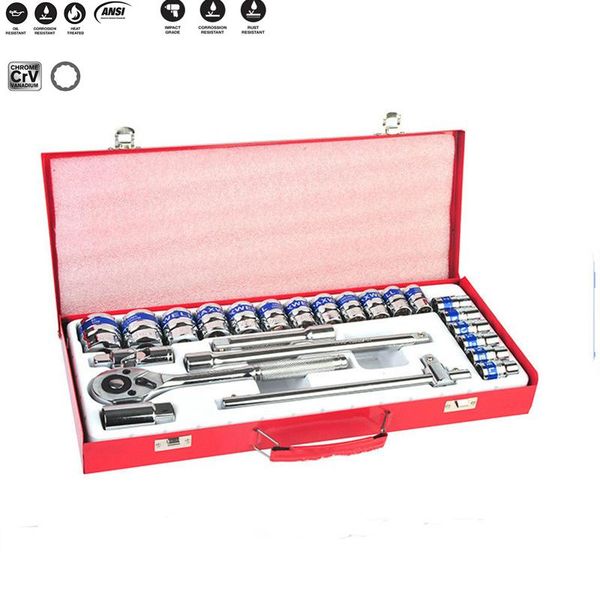 

professional hand tool sets 24pcs chrome vanadium steel auto repair comprehensive set socket wrench kit,anti-off card slot,repairing&househo
