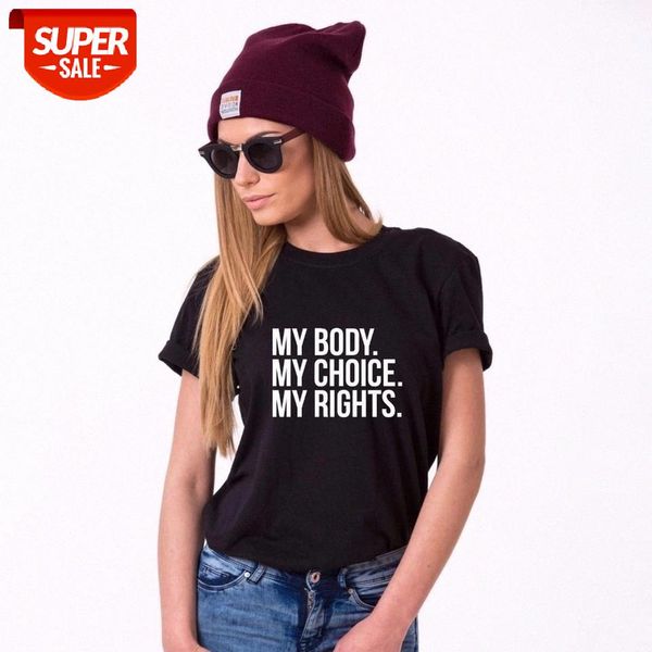 

sunfiz YF My Body My Choice Rights Print Women Tshirt Cotton Casual Funny T Shirt For Lady Girl Top Tee #QZ8Y, White