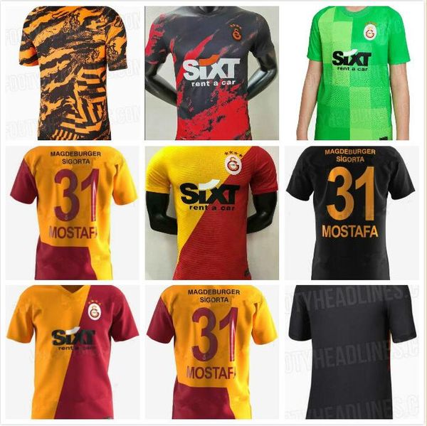

player version 2021 2022 galatasaray soccer jerseys home yellow gedson 21 22 srper lig emre henry marcao josemir falcao luyindama zhu, Black;yellow