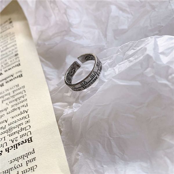 

hbp fashion korean simple female roman numeral ins week open versatile personality tail ring, Silver