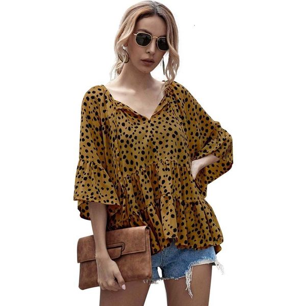 

2021 womens and blouses new summer v-neck butterfly sleeve print casual women shirts elegant plus size blouse femme 393o, White