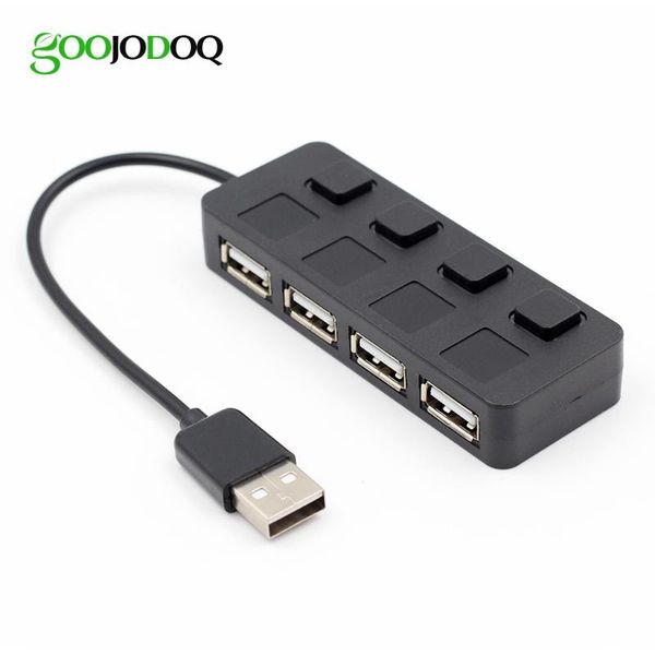 

hubs goojodoq high speed slim 4 ports usb 2.0 hub led with power on/off switch for lappc computer wholesales black/white