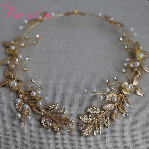 

hair clips & barrettes golden rhinestone bridal headpieces handmade brides headbands wedding accessories re4104, Golden;silver