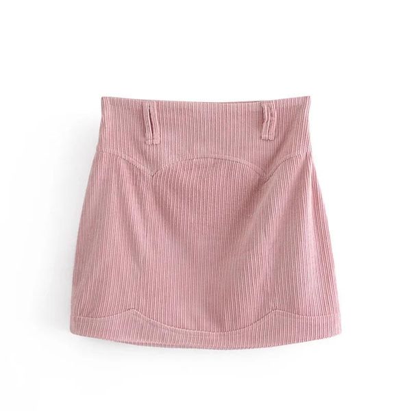 

skirts stylish sweet pink corduroy mini women fashion high waist back zipper girls chic streetwear, Black