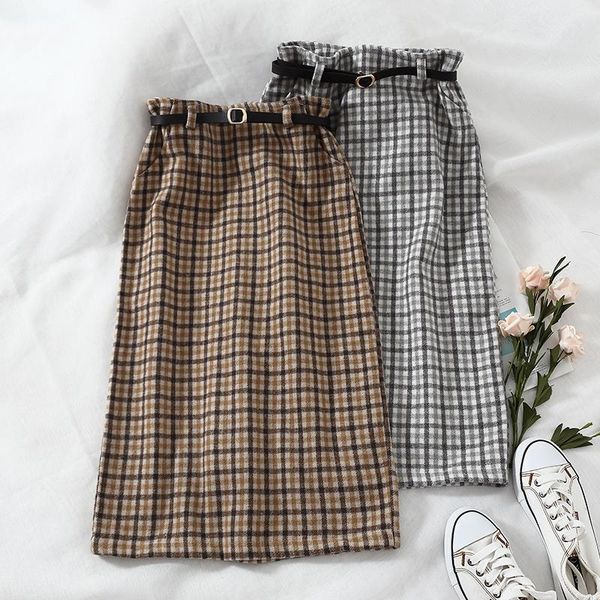 

skirts 2021 fashion women's fresh high waist plaid skirt female, Black